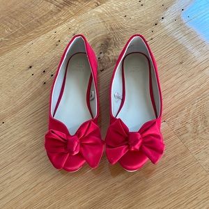 Red Satin Bow Flats